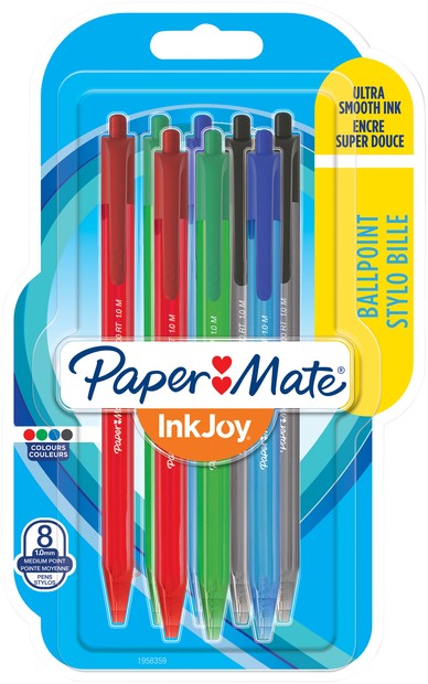 Paper Mate stylo bille InkJoy 100 RT, blister de 4 pièces en