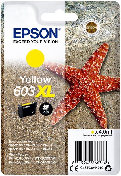 Cartouche EPSON 603XL Etoile de Mer C13T03A44010 (T03A4) jaune