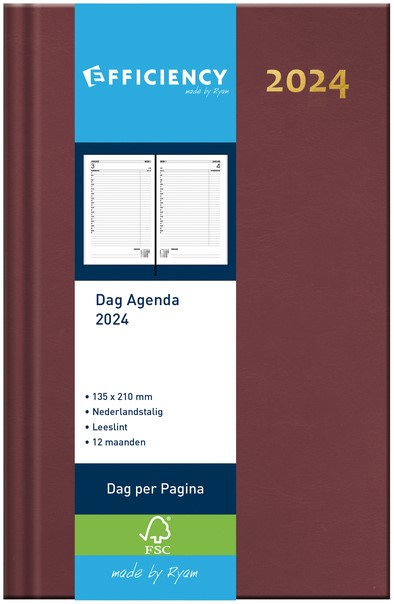 Agenda 2024 Ryam Efficiency Baladek 7 jours/2 pages noir 1 Stuk bij Bonnet  Office Supplies