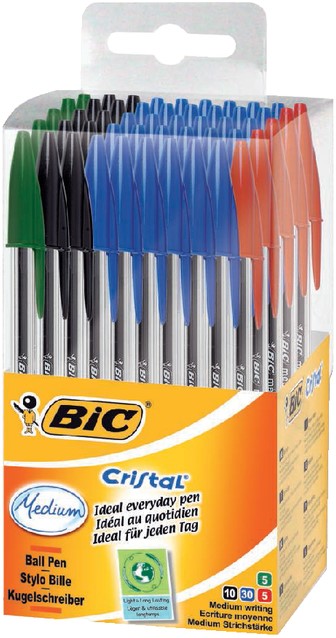 Bic Cristal stylo bille, medium, assorti, blister de 8 + 2 GRATUIT